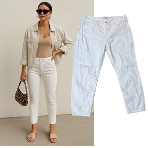 Jen7 By 7 For All Mankind White Cropped Skinny Jean Stretch Chic Pocketed Sz 14